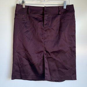 NWT CACHE Burgundy Wine Satiny Skirt Size 4